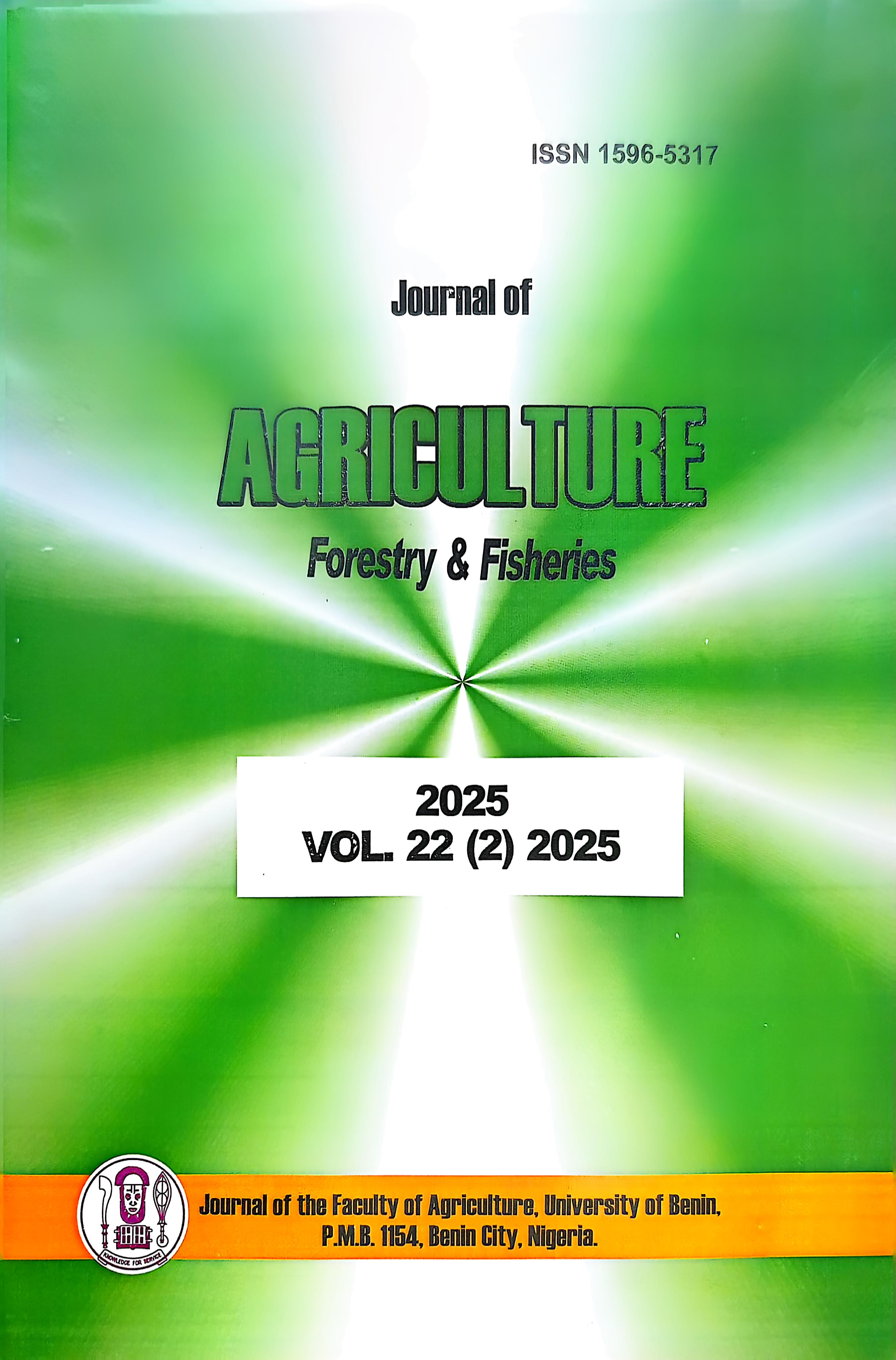 					View Vol. 22 No. 2 (2025): Journal of Agriculture, Forestry and Fisheries
				